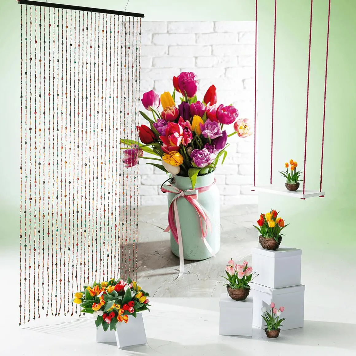 Künstliche Tulpen Im Korb Gelb, 20 Cm