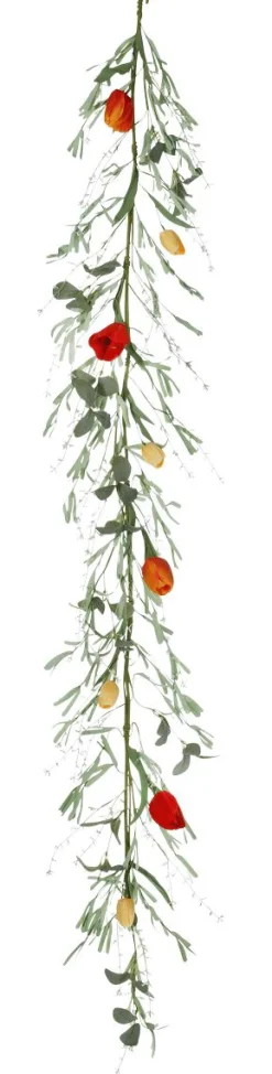 Künstliche Tulpen-Girlande Kunstranke Rot - Orange 158 Cm