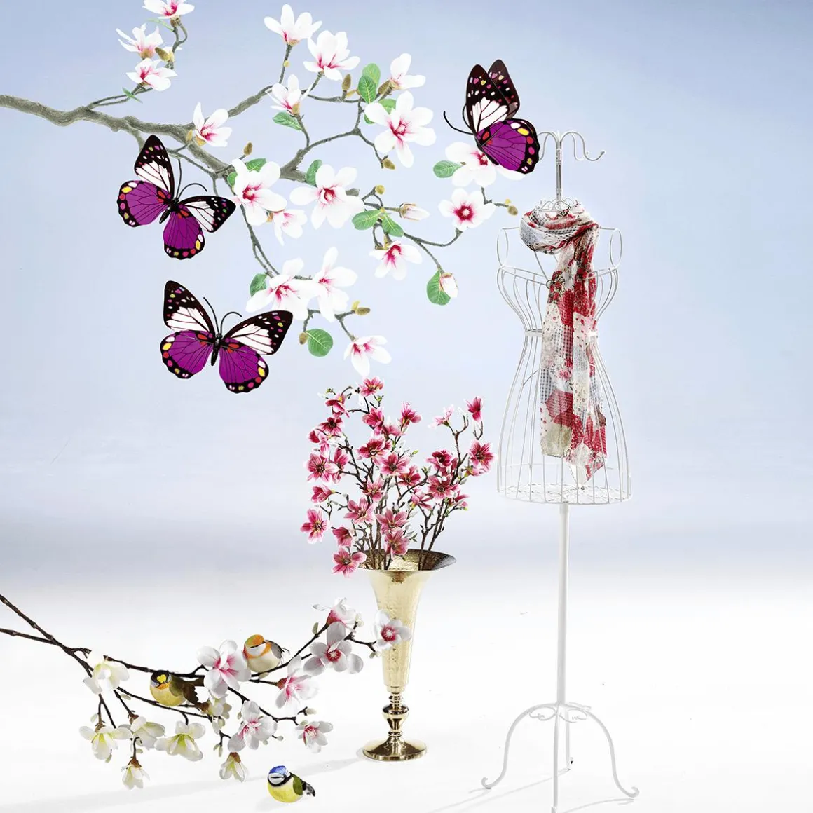 Künstlicher Magnolien-Zweig Rosa, 87 Cm