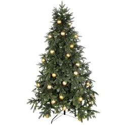 Künstlicher Weihnachtsbaum 210 Cm Mit Goldenen Kugeln, Zum Selber Schmücken