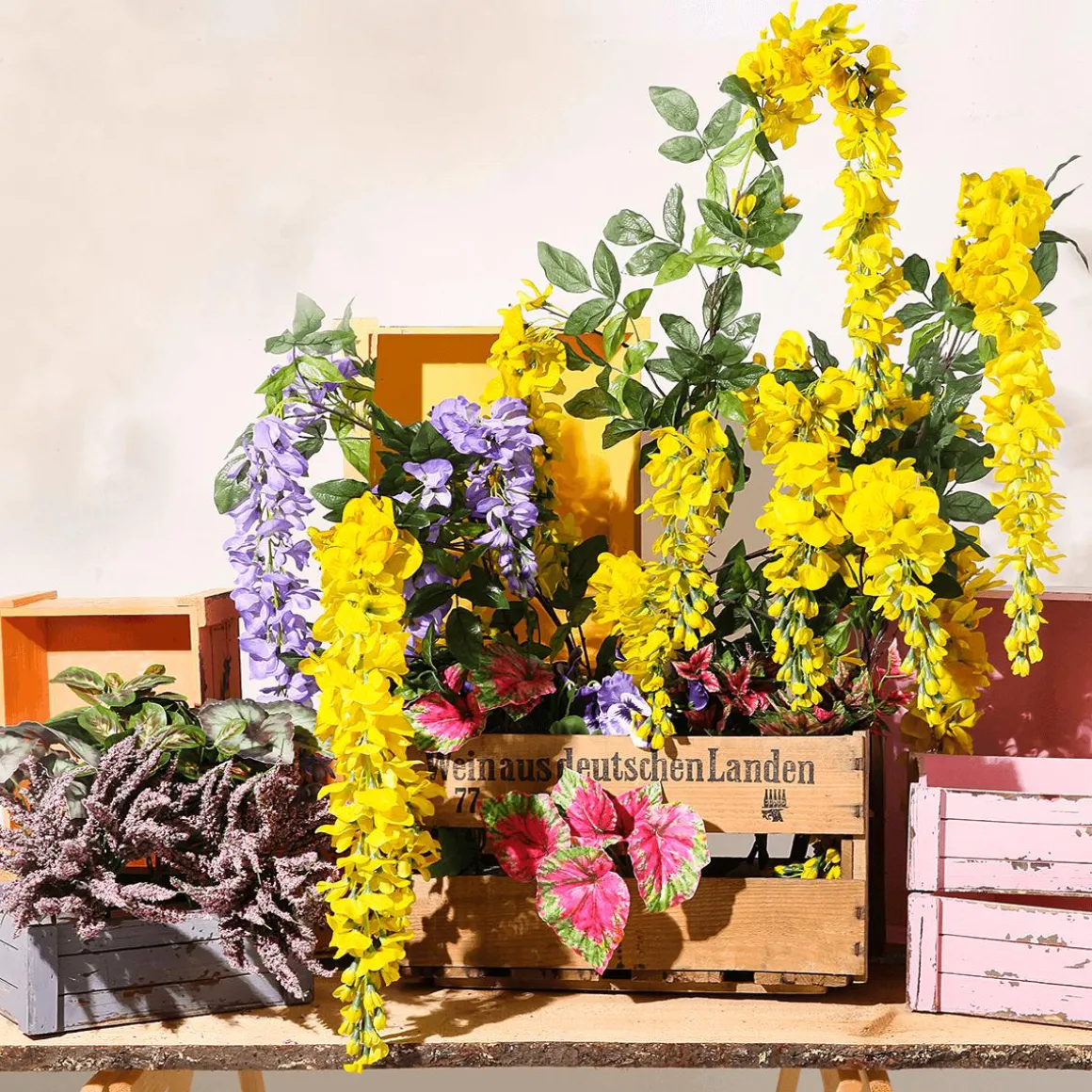 Künstlicher Zweig Wisteria Laburnum, 140 Cm, Lila