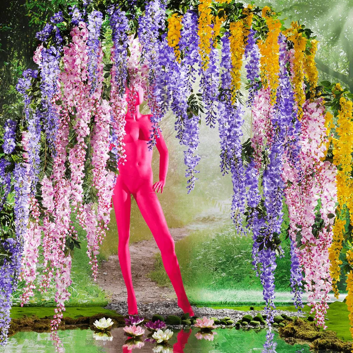 Künstlicher Zweig Wisteria Laburnum, 140 Cm, Lila