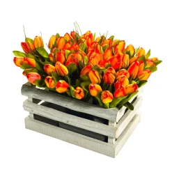 Künstliches Tulpen-Bouquet Orange, 30 Cm