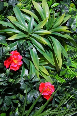 Künstliches Wandgarten-Paneel Gras-Blüten-Mix, 1 X 1 M