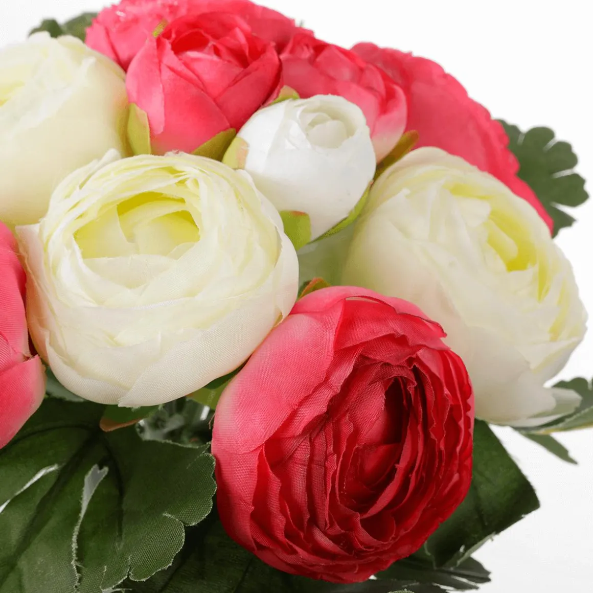 Kunstblumen Ranunkel-Blumenstrauß Rot-weiß 24 Cm