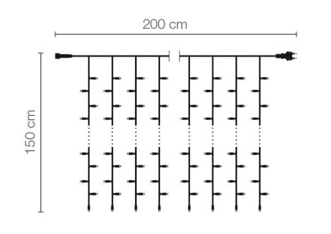 LED Lichtervorhang Für Außen, 400 LED, 200 Cm