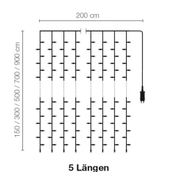 LED Lichtvorhang 24V Für Außen, 1160 LED, 700 X 200 Cm