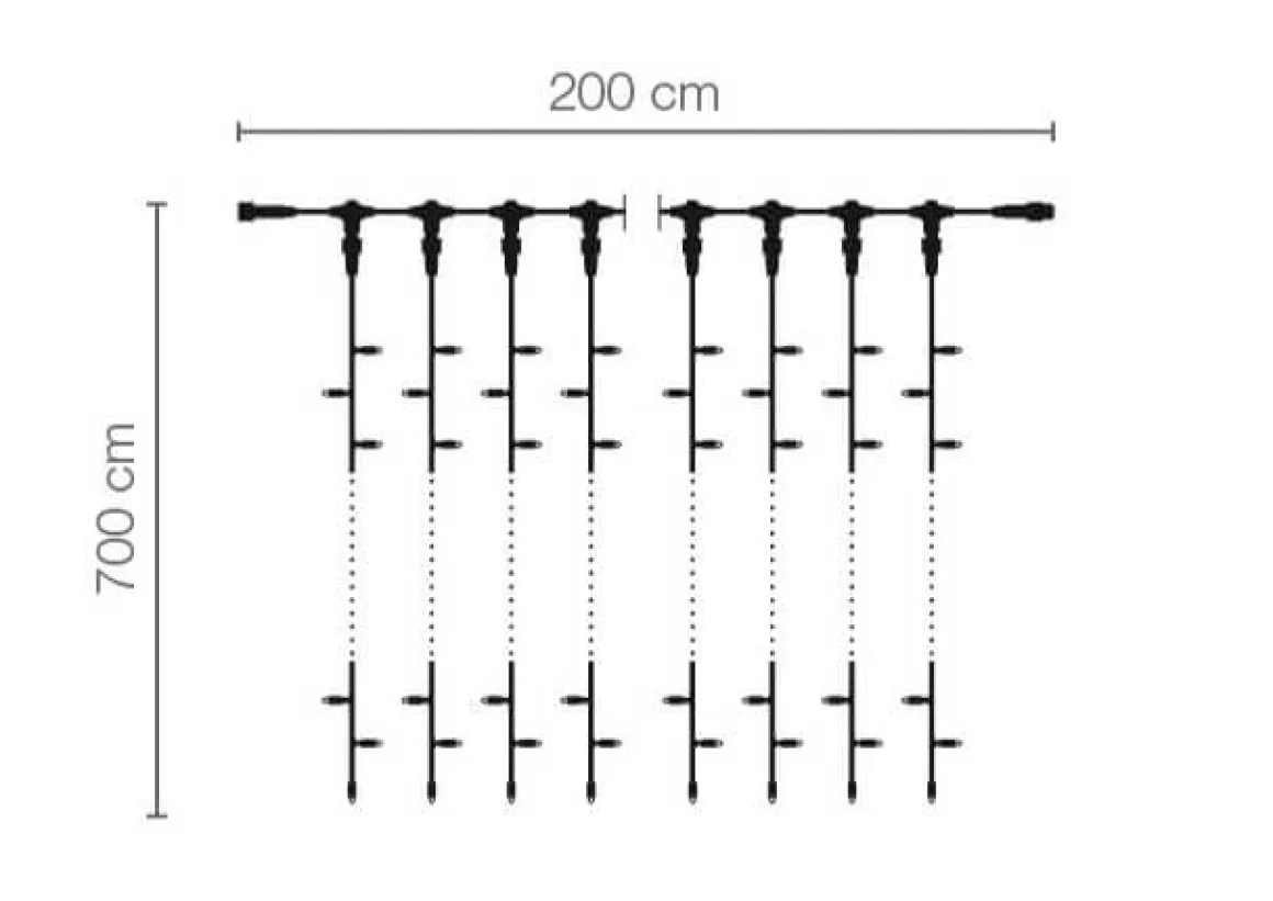 LED Profi Lichtvorhang System IP67, 700 Cm Ohne Zuleitung, Weiss