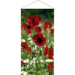 Lichtechter Naturfaser-Stoffbanner "Roter Mohn" Aus Baumwolle 100 X 200 Cm