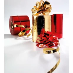 Metallic-Ziehschleifen, 10 Cm Ø, Rot, 50 Stück