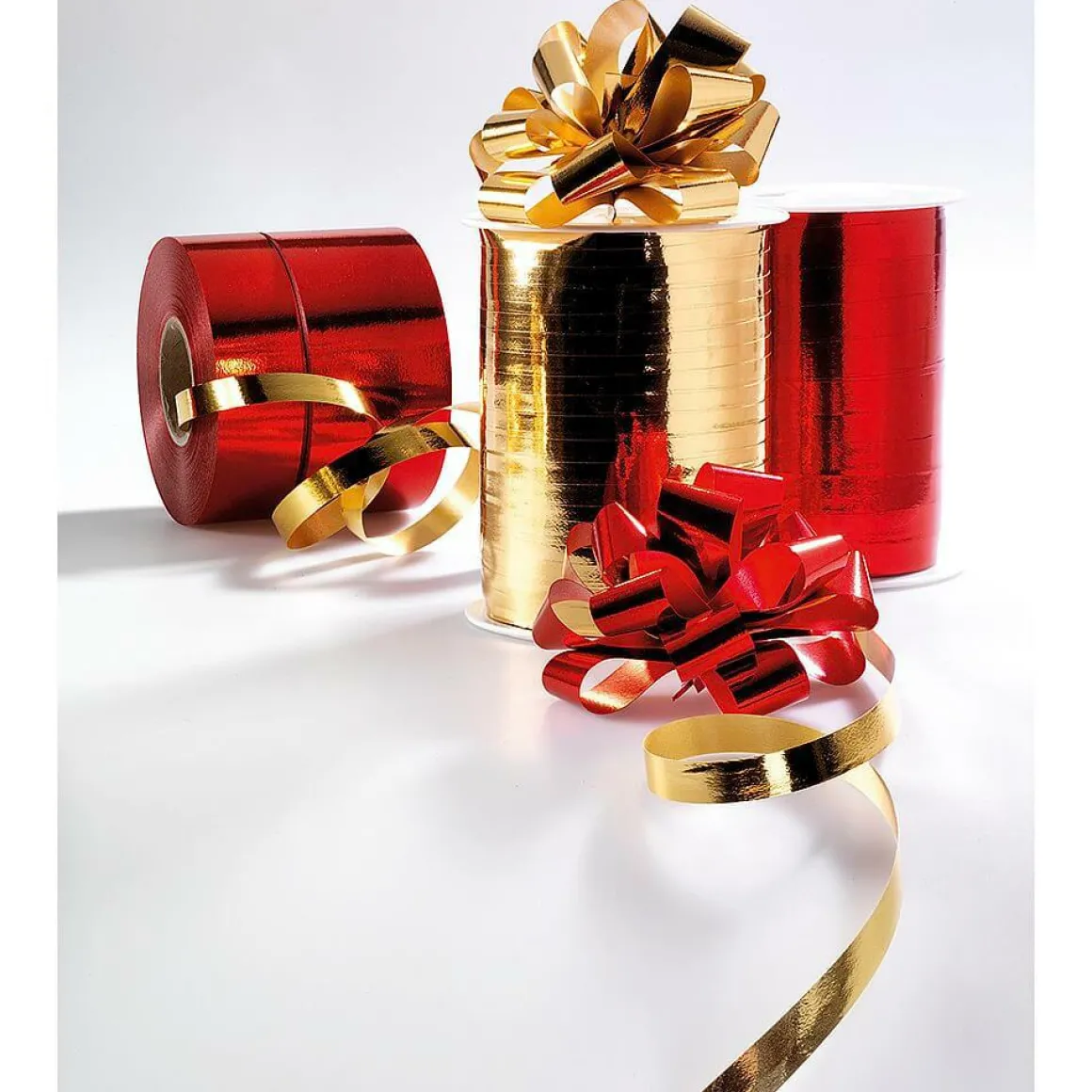 Metallic-Ziehschleifen, 10 Cm Ø, Rot, 50 Stück