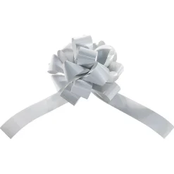 Metallic-Ziehschleifen, 10 Cm Ø, Weiß, 50 Stück