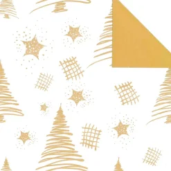 Nachhaltiges, Doppelseitiges Weihnachts-Geschenkpapier Mit Tannenbäumen & Sternen In Gold – 50 M Geschenkpapier-Rolle