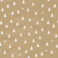 Nachhaltiges, Goldenes Weihnachts-Geschenkpapier Mit Weißen Tannenbäumen – 50 M Geschenkpapier-Rolle