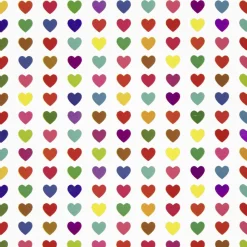 Nachhaltiges, Weißes Geschenkpapier Mit Bunten Herzchen – 50 M Geschenkpapier-Rolle