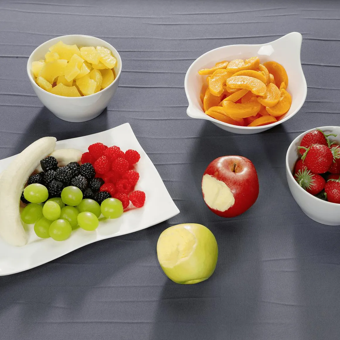 Pfirsich Scheiben Lebensmittel-Attrappe, 12 Stück