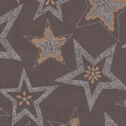 Recyceltes, Dunkelbraunes Kraftpapier Mit Silbernen Sternen – 50 M Geschenkpapier-Rolle
