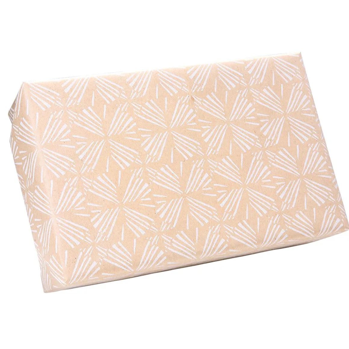 Recyceltes Kraftpapier Mit Weißen, Geometrischen Mustern – 50 M Geschenkpapier-Rolle