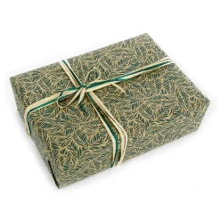 Recyceltes Kraftpapier Mit Grünen Palmwedeln – 50 M Geschenkpapier-Rolle