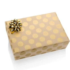 Recyceltes Kraftpapier Mit Goldenen Punkten – 50 M Geschenkpapier-Rolle