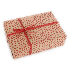 Recyceltes Kraftpapier Mit Roten Herzen – 50 M Geschenkpapier-Rolle