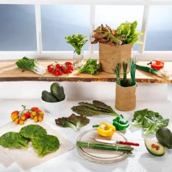 Romana-Salatblätter Grün Lebensmittel-Attrappe, Pack 6 Stück