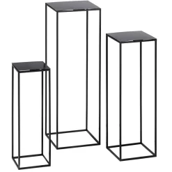 Rostfreie Metall-Beistell-Tische Schwarz 3teilig 60, 75, 90 Cm Hoch