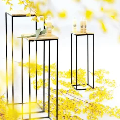 Rostfreie Metall-Beistell-Tische Schwarz 3teilig 60, 75, 90 Cm Hoch