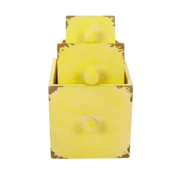 Rustikale Holz-Schubladen 3 Stück Gelb 9 X 12 X 15 Cm