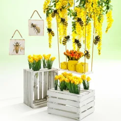 Rustikale Holz-Schubladen 3 Stück Gelb 9 X 12 X 15 Cm