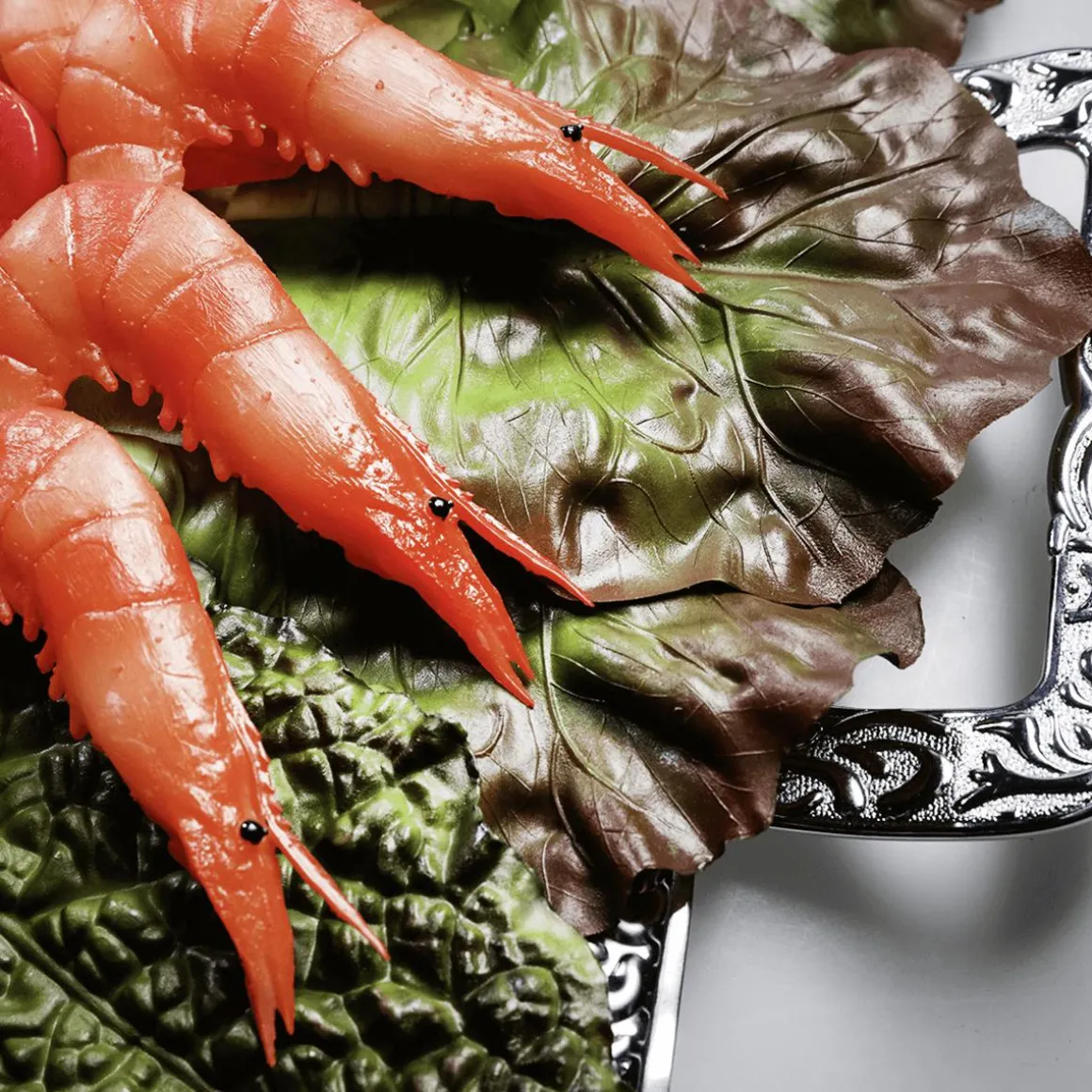 Salatblätter Grün-rot Lebensmittel-Attrappe, Pack à 6 Stück