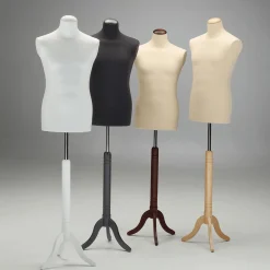 Schneiderpuppe Männlich Weiß Auf Weißem Dreibeinständer 148 - 178 Cm Hoch