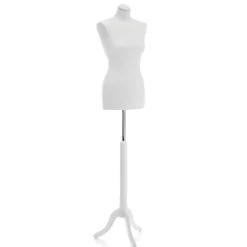 Schneiderpuppe Weiblich Weiß Auf Weißem Dreibeinständer 148 - 178 Cm Hoch