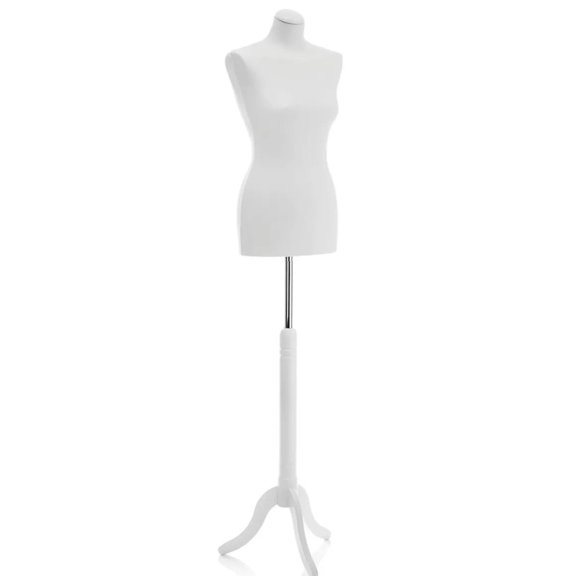 Schneiderpuppe Weiblich Weiß Auf Weißem Dreibeinständer 148 - 178 Cm Hoch