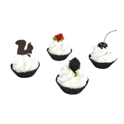 Schwarz-Weiße Mini Cupcakes Lebensmittel Attrappen 4 Stück