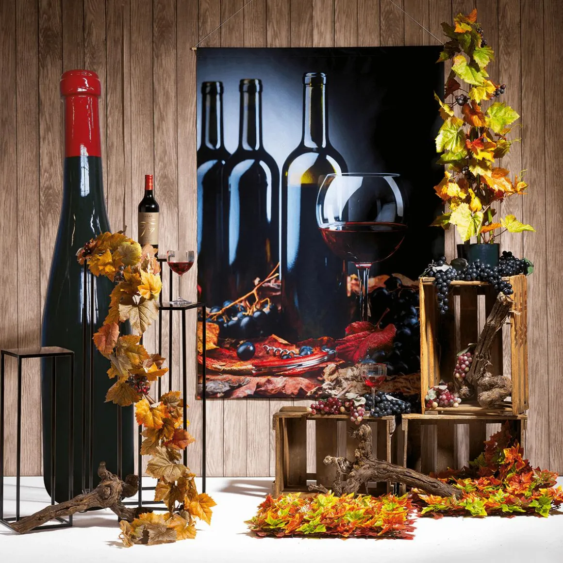 Schwer Entflammbarer Stoffbanner "Rotwein" Aus Fahnenstoff 100 X 140 Cm