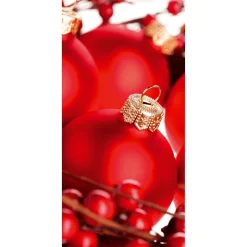 Schwer Entflammbarer Stoffbanner "Rote Weihnachtskugeln" Aus Fahnenstoff 100 X 200 Cm