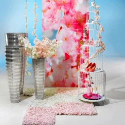 Schwer Entflammbarer Stoffbanner "rosa Kirschblüten" Aus Fahnenstoff 100 X 200 Cm