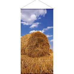 Schwer Entflammbarer Stoffbanner "Strohballen" Aus Fahnenstoff 100 X 200 Cm