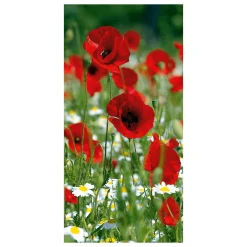 Schwer Entflammbarer Stoffbanner "Roter Mohn" Aus Fahnenstoff 100 X 200 Cm