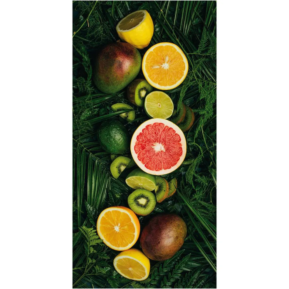 Schwer Entflammbarer Stoffbanner "tropische Früchte" Aus Fahnenstoff 100 X 200 Cm