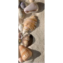 Schwer Entflammbarer Stoffbanner "Muscheln Im Sand" Aus Fahnenstoff 75 X 180 Cm
