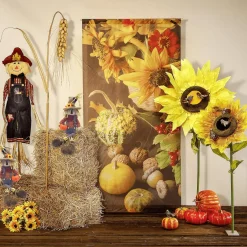 Schwer Entflammbarer Stoffbanner "Herbstdeko" Aus Fahnenstoff 100 X 200 Cm