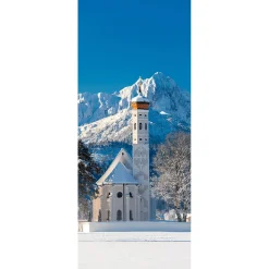 Schwer Entflammbarer Stoffbanner "Winterkirche" Aus Fahnenstoff 75 X 180 Cm