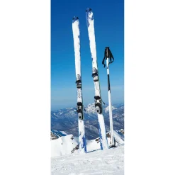 Schwer Entflammbarer Stoffbanner "Ski Im Schnee" Aus Fahnenstoff 75 X 180 Cm