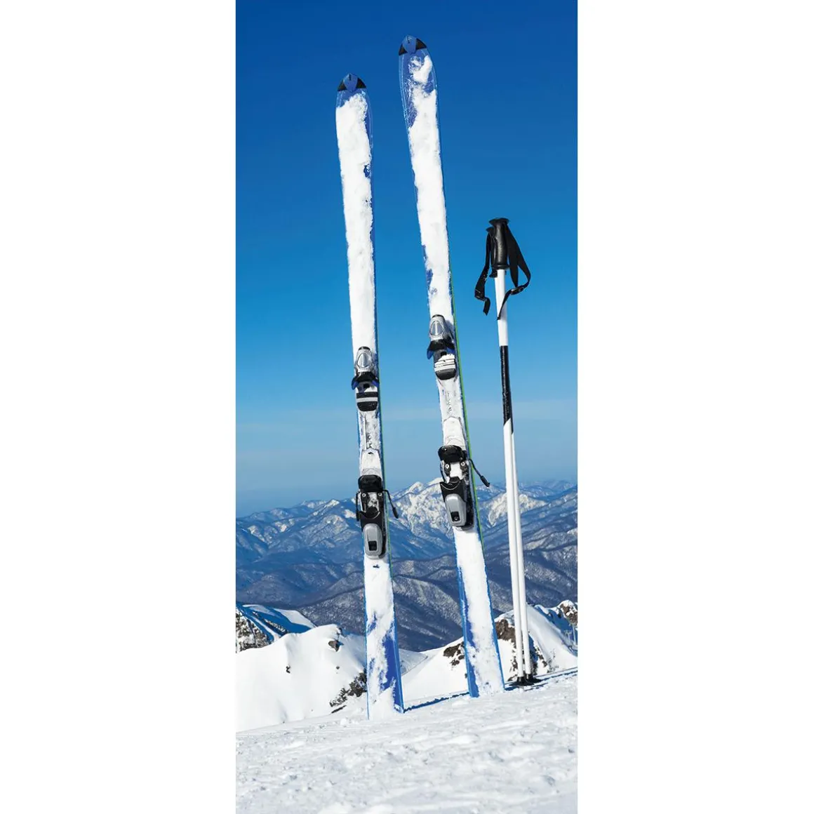 Schwer Entflammbarer Stoffbanner "Ski Im Schnee" Aus Fahnenstoff 75 X 180 Cm