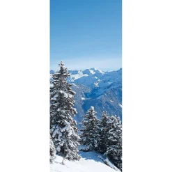 Schwer Entflammbarer Stoffbanner "Schneebedeckte Berge" Aus Fahnenstoff 75 X 180 Cm