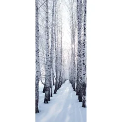 Schwer Entflammbarer Stoffbanner "Winterbirkenallee" Aus Fahnenstoff 75 X 180 Cm