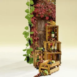 Schwer Entflammbarer Stoffbanner "Holztür Mit Rotem Wein" Aus Fahnenstoff 75 X 180 Cm