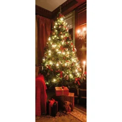 Schwer Entflammbarer Stoffbanner "Festlicher Weihnachtsbaum" Aus Fahnenstoff 75 X 180 Cm